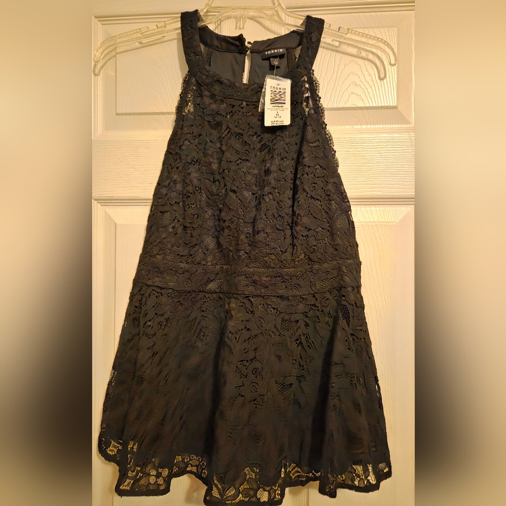 Torrid Black Lace Peplum Top